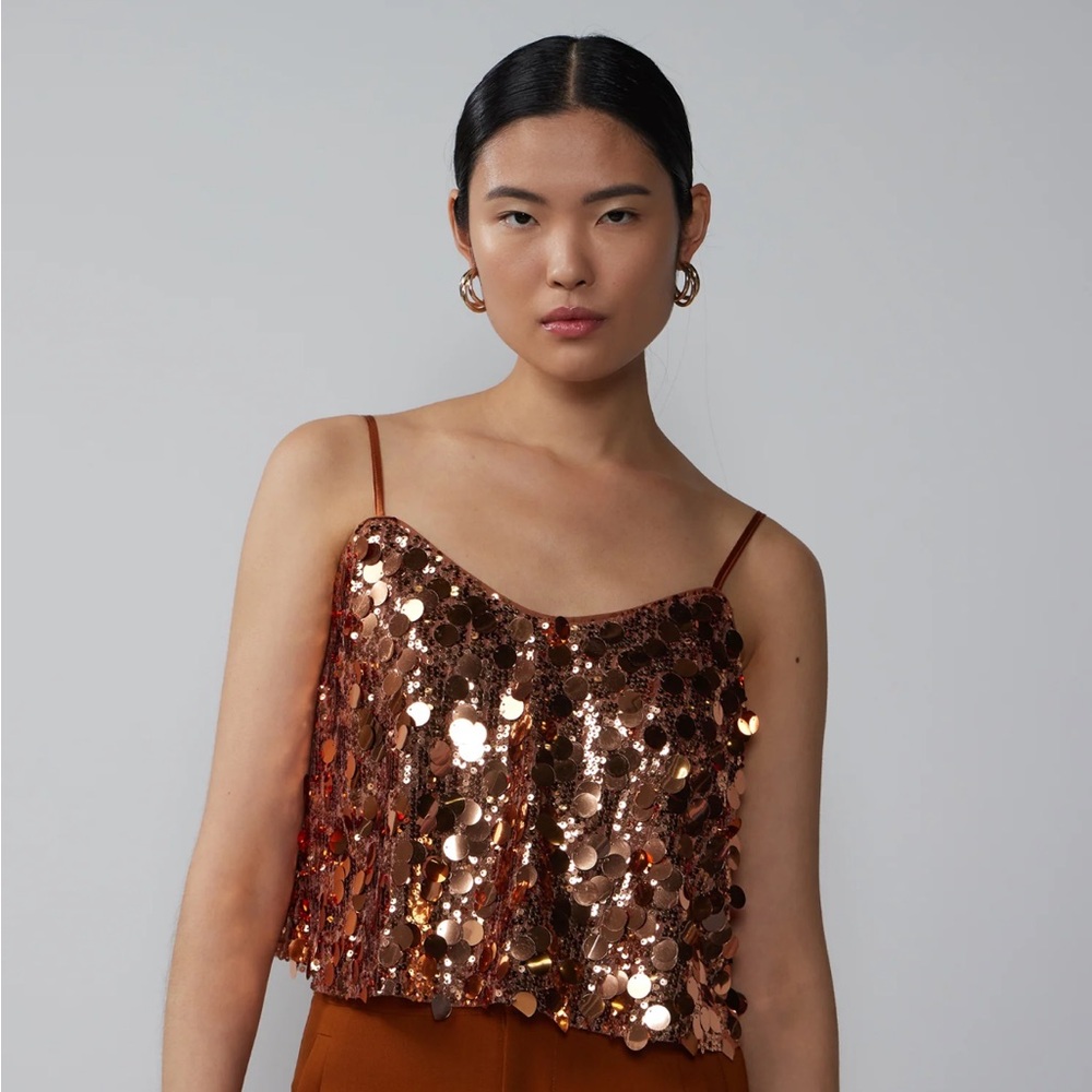 NWT New York & Company Sleeveless Paillette Embellished Camisole Top Size XSmall